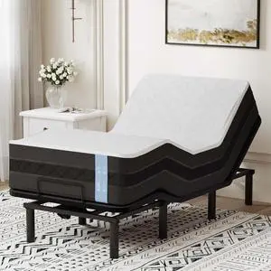 Adjustable Bed Frame Base Twin XL + 12" Cooling Gel Memory Foam Mattress, Massage, Head and Foot Incline, Zero Gravity, Zero Clearance, Under-Bed Lights, Anti-Snore, Wireless Remote Adjustable Bed Frame Base Twin XL + 12" Cooling Gel Memory Foam Mattress, Massage, Head and Foot Incline, Zero Gravity, Zero Clearance, Under-Bed Lights, Anti-Snore, Wireless Remote