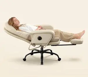 2-in-1 Chaise Lounge Chair Indoor with Wheels Footrest 90-165° Reclining Lumbar Support, Home Office Chairs for Living Room Bedroom Study Working Relaxing, PU Leather, Beige White, HC4 2-in-1 Chaise Lounge Chair Indoor with Wheels Footrest 90-165° Reclining Lumbar Support, Home Office Chairs for Living Room Bedroom Study Working Relaxing, PU Leather, Beige White, HC4