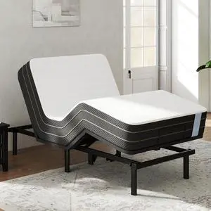 Twin XL Adjustable Bed Frame Base with 12 Inch Gel Memory Foam Mattress, Simultaneous Head & Foot Incline, Viscose from Bamboo, Medium Firm, Certi-PUR & Oeko-TEX Certified. Twin XL Adjustable Bed Frame Base with 12 Inch Gel Memory Foam Mattress, Simultaneous Head & Foot Incline, Viscose from Bamboo, Medium Firm, Certi-PUR & Oeko-TEX Certified.