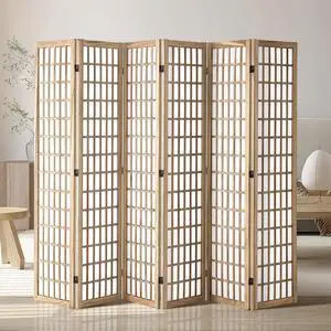 Room Divider, 6 Panel Japanese Room Divider, Wood Folding Privacy Screen Indoor, Partition Dividers Portable Decoration Screens, for Room Separation Home Office Restaurant & Bedroom(Natural) Room Divider, 6 Panel Japanese Room Divider, Wood Folding Privacy Screen Indoor, Partition Dividers Portable Decoration Screens, for Room Separation Home Office Restaurant & Bedroom(Natural)