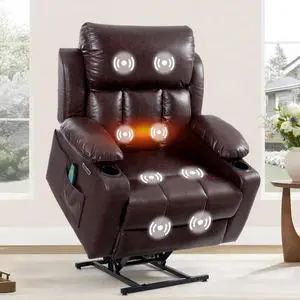 XL31-XL Oversized Power Lift Recliner for Elderly, 400 Lbs Heavy Duty Lay Flat Lift Chair with Extra Wide 27" Seat, Massage & Heat, Dual Motor Electric Recliner for Living Room, Dark-Brown XL31-XL Oversized Power Lift Recliner for Elderly, 400 Lbs Heavy Duty Lay Flat Lift Chair with Extra Wide 27" Seat, Massage & Heat, Dual Motor Electric Recliner for Living Room, Dark-Brown