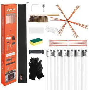 Chimney Sweep Kit, 39 ft Maximum Extendable Length Chimney Sweep, Chimneys Cleaning Kit with Bristle Replacements & Goggles, 90° Bendable Fireplace Cleaning Tool, for Square, Rectangle Chimneys Chimney Sweep Kit, 39 ft Maximum Extendable Length Chimney Sweep, Chimneys Cleaning Kit with Bristle Replacements & Goggles, 90° Bendable Fireplace Cleaning Tool, for Square, Rectangle Chimneys