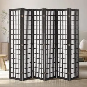 Room Divider, 6 Panel Japanese Room Divider, Folding Privacy Screen Indoor, Portable Partition Dividers and Decoration Screens, for Room Separation, Home, Office, Restaurant & Bedroom (Black) Room Divider, 6 Panel Japanese Room Divider, Folding Privacy Screen Indoor, Portable Partition Dividers and Decoration Screens, for Room Separation, Home, Office, Restaurant & Bedroom (Black)