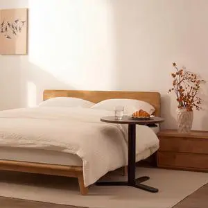Hako G1 Queen Solid Wood Platform Bed Frame & Adjustable Overbed Side Table Set, Storage Headboard with Charging Station, Gas Lift Height End Table for Bed & Sofa, Japanese Minimalist Design Hako G1 Queen Solid Wood Platform Bed Frame & Adjustable Overbed Side Table Set, Storage Headboard with Charging Station, Gas Lift Height End Table for Bed & Sofa, Japanese Minimalist Design
