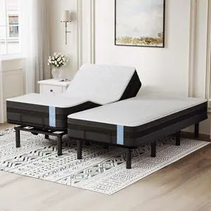 S6 Adjustable Bed Frame Base Split King+10-inch Cooling Gel Memory Foam Mattress, Quick Assembly, Massage, Zero Clearance, Quiet Durable Motor, Zero Gravity, Mattress Holder, Anti-Snore S6 Adjustable Bed Frame Base Split King+10-inch Cooling Gel Memory Foam Mattress, Quick Assembly, Massage, Zero Clearance, Quiet Durable Motor, Zero Gravity, Mattress Holder, Anti-Snore