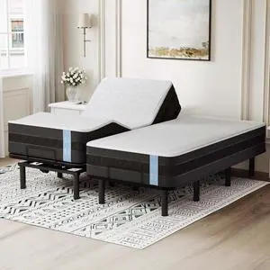 S6 Adjustable Bed Frame Base Split King+12-inch Cooling Gel Memory Foam Mattress, Quick Assembly, Massage, Zero Clearance, Quiet Durable Motor, Zero Gravity, Mattress Holder, Anti-Snore S6 Adjustable Bed Frame Base Split King+12-inch Cooling Gel Memory Foam Mattress, Quick Assembly, Massage, Zero Clearance, Quiet Durable Motor, Zero Gravity, Mattress Holder, Anti-Snore