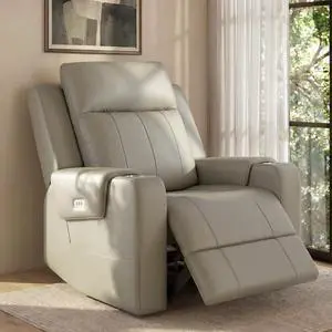 Truffle Genuine Leather Power Recliner Chairs for Adults, Electric Wall Hugger RV Recliner with Adjustable Headrest, Massage & Heat, Compact Sofa for Living Room Home Theater, Beige Truffle Genuine Leather Power Recliner Chairs for Adults, Electric Wall Hugger RV Recliner with Adjustable Headrest, Massage & Heat, Compact Sofa for Living Room Home Theater, Beige