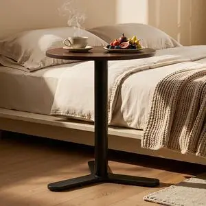 Adjustable Overbed Side Table & End Table for Bed & Sofa, Gas Lift Height, Space-Saving Base, Multi-Use Laptop,Snack & Work Table for Home, Apartment, Office, Kids & Adults,Round Walnut Top Adjustable Overbed Side Table & End Table for Bed & Sofa, Gas Lift Height, Space-Saving Base, Multi-Use Laptop,Snack & Work Table for Home, Apartment, Office, Kids & Adults,Round Walnut Top