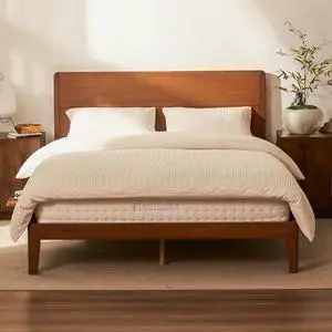 Hako G4 Bamboo Bed Frame with Japanese Joinery, Queen Size Bed Frame with Storage Headboard, Charging Station, SGS Certified Japanese Bed Frame, 1300lb Capacity, Walnut Hako G4 Bamboo Bed Frame with Japanese Joinery, Queen Size Bed Frame with Storage Headboard, Charging Station, SGS Certified Japanese Bed Frame, 1300lb Capacity, Walnut