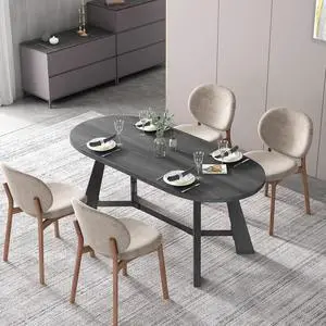 Rustic Oval Dining Table 70.86 Inches - Wood Kitchen Table Seats 6-8 - Farmhouse Style Dinner Table with Sturdy Tapered Legs - Home Furniture for Dining Room, Kitchen, Living Space (Black) Rustic Oval Dining Table 70.86 Inches - Wood Kitchen Table Seats 6-8 - Farmhouse Style Dinner Table with Sturdy Tapered Legs - Home Furniture for Dining Room, Kitchen, Living Space (Black)