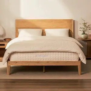 Hako G4 Bamboo Bed Frame with Japanese Joinery, Queen Size Bed Frame with Storage Headboard, Charging Station, SGS Certified Japanese Bed Frame, 1300lb Capacity, Oak Hako G4 Bamboo Bed Frame with Japanese Joinery, Queen Size Bed Frame with Storage Headboard, Charging Station, SGS Certified Japanese Bed Frame, 1300lb Capacity, Oak