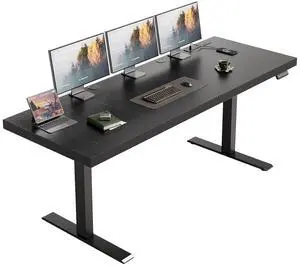 71 Inch Executive Electric Standing Desk, Height Adjustable Desk with Power Outlet & 1.38" Thick 3-Piece Desktop, Sit Stand Computer Desk for Home, Office, Conference Room, Black 71 Inch Executive Electric Standing Desk, Height Adjustable Desk with Power Outlet & 1.38" Thick 3-Piece Desktop, Sit Stand Computer Desk for Home, Office, Conference Room, Black