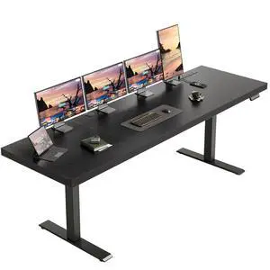 79 Inch Executive Electric Standing Desk, Height Adjustable Desk with Power Outlet & 1.38" Thick 3-Piece Desktop, Sit Stand Computer Desk for Home, Office, Conference Room, Black 79 Inch Executive Electric Standing Desk, Height Adjustable Desk with Power Outlet & 1.38" Thick 3-Piece Desktop, Sit Stand Computer Desk for Home, Office, Conference Room, Black