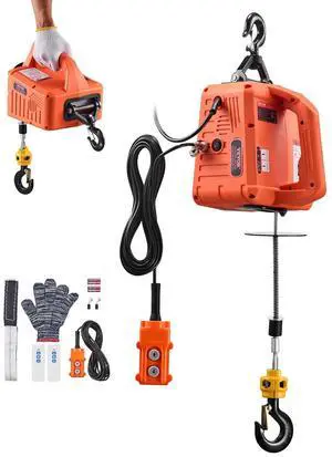3-in-1 Electric Hoist Winch, 1550 lbs Capacity, 1500W Portable Power Winch Crane, 25 ft Lifting Height, 16.4 ft/min with Manual, Wired and Wireless Remote Control for Factory, Warehouss, Garage 3-in-1 Electric Hoist Winch, 1550 lbs Capacity, 1500W Portable Power Winch Crane, 25 ft Lifting Height, 16.4 ft/min with Manual, Wired and Wireless Remote Control for Factory, Warehouss, Garage
