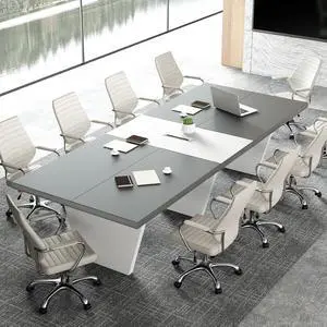 10-Foot Conference Table for 10 People, Business Style Meeting Table with Rectangle Grommet, 2.13" Thick Tabletop & Heavy-Duty Base (118" L x 47" W x 29" H) 10-Foot Conference Table for 10 People, Business Style Meeting Table with Rectangle Grommet, 2.13" Thick Tabletop & Heavy-Duty Base (118" L x 47" W x 29" H)