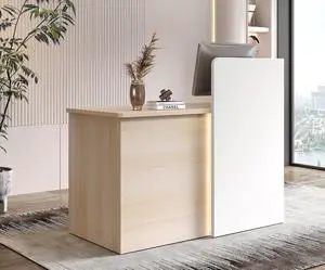 47" Small Reception Desk with LED Lights Modern Front Desk with Lockable Drawer, Storage Shelves, Privacy Panel & Cable Grommet for Office, Salon, Clinic, Checkout (White & Natural) 47" Small Reception Desk with LED Lights Modern Front Desk with Lockable Drawer, Storage Shelves, Privacy Panel & Cable Grommet for Office, Salon, Clinic, Checkout (White & Natural)