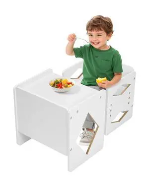 Montessori Weaning Table and Chair Set, Wooden Toddler Table and Chair Set for Aged 1-5, Adjustable Height Kids Montessori Chair and Activity Table, Ideal for Reading, Eating, Playing - White Montessori Weaning Table and Chair Set, Wooden Toddler Table and Chair Set for Aged 1-5, Adjustable Height Kids Montessori Chair and Activity Table, Ideal for Reading, Eating, Playing - White