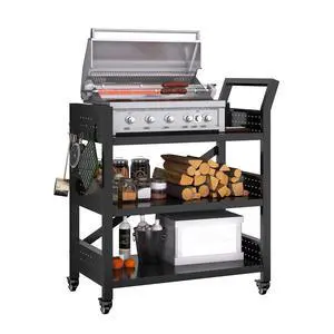 Outdoor Grill Cart with Wheels, Heavy Duty Metal Grill Table for Outside,Anti-Rust Bar Cart,BBQ Grill Stand Utility Rolling Cart for Patio Backyard Cooking,30.31"*24.31"*13.78"Black Outdoor Grill Cart with Wheels, Heavy Duty Metal Grill Table for Outside,Anti-Rust Bar Cart,BBQ Grill Stand Utility Rolling Cart for Patio Backyard Cooking,30.31"*24.31"*13.78"Black
