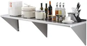 18" x 72" Stainless Steel Shelf, Wall Mounted Floating Shelving with Brackets, 500 lbs Load Capacity Commercial Shelves, Heavy Duty Storage Rack for Restaurant, Kitchen, Bar, Home, and Hotel 18" x 72" Stainless Steel Shelf, Wall Mounted Floating Shelving with Brackets, 500 lbs Load Capacity Commercial Shelves, Heavy Duty Storage Rack for Restaurant, Kitchen, Bar, Home, and Hotel