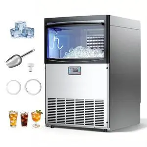 Commercial Ice Maker Machine, 200 lbs/24h with 50 lbs Storage Capacity, Built-in/Freestanding/Under Counter, Stainless Steel Ice Maker with LED Display & Self-Cleaning, for Home Bar Restaurant Commercial Ice Maker Machine, 200 lbs/24h with 50 lbs Storage Capacity, Built-in/Freestanding/Under Counter, Stainless Steel Ice Maker with LED Display & Self-Cleaning, for Home Bar Restaurant