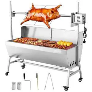 Rotisserie Grill, 46in BBQ Outdoor Pig & Lamb Spit Roaster, Charcoal Spit Roaster with 132 LBS Capacity, Wheels, 4-Level Height, Stainless Steel Electric Rotisserie Grill Kit for Camping Outdoor Rotisserie Grill, 46in BBQ Outdoor Pig & Lamb Spit Roaster, Charcoal Spit Roaster with 132 LBS Capacity, Wheels, 4-Level Height, Stainless Steel Electric Rotisserie Grill Kit for Camping Outdoor
