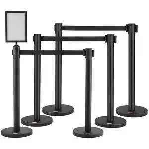 Crowd Control Stanchions, 6-Pack Crowd Control Barriers, Carbon Steel Baking Painted Stanchion Queue Post with Sign Holder & 3PCS 6.5FT Retractable Belt, Belt Barrier Line Divider, Easy Assembly Crowd Control Stanchions, 6-Pack Crowd Control Barriers, Carbon Steel Baking Painted Stanchion Queue Post with Sign Holder & 3PCS 6.5FT Retractable Belt, Belt Barrier Line Divider, Easy Assembly