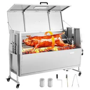 Rotisserie Grill, 52in BBQ Outdoor Pig & Lamb Spit Roaster, Charcoal Spit Roaster with 132 LBS Capacity, Wheels, 4-Level Height, Stainless Steel Electric Rotisserie Grill Kit for Camping Outdoor Rotisserie Grill, 52in BBQ Outdoor Pig & Lamb Spit Roaster, Charcoal Spit Roaster with 132 LBS Capacity, Wheels, 4-Level Height, Stainless Steel Electric Rotisserie Grill Kit for Camping Outdoor