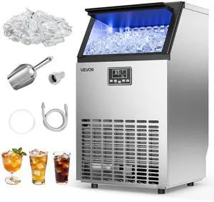 Commercial Ice Maker Machine, 100 lbs/24h with 26 lbs Storage Capacity, Crescent Ice,Built-in/Freestanding/Under Counter, Stainless Steel Ice Maker with LED Display for Home Bar Restaurant Commercial Ice Maker Machine, 100 lbs/24h with 26 lbs Storage Capacity, Crescent Ice,Built-in/Freestanding/Under Counter, Stainless Steel Ice Maker with LED Display for Home Bar Restaurant