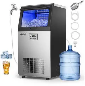 Commercial Ice Maker Machine, 120 lbs/24h with 30 lbs Storage Capacity, Built-in/Freestanding/Under Counter, Stainless Steel Ice Maker with LED Display & Self-Cleaning, for Home Bar Restaurant Commercial Ice Maker Machine, 120 lbs/24h with 30 lbs Storage Capacity, Built-in/Freestanding/Under Counter, Stainless Steel Ice Maker with LED Display & Self-Cleaning, for Home Bar Restaurant