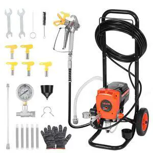 Stand Airless Paint Sprayer, 900W, 3300PSI High Pressure Airless Sprayer with Cart, Cleaning Brush, Hose, Extension Rod, Nozzles, Electric Spray Paint Machine for Interior or Exterior of House Stand Airless Paint Sprayer, 900W, 3300PSI High Pressure Airless Sprayer with Cart, Cleaning Brush, Hose, Extension Rod, Nozzles, Electric Spray Paint Machine for Interior or Exterior of House