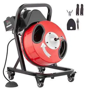 50FT x 1/2Inch Sewer Snake Machine, Drain Cleaning Machine on 4 Wheels, Electri Drain Auger with 4 Cutters & Foot Switch for 1''- 4'' Pipes 50FT x 1/2Inch Sewer Snake Machine, Drain Cleaning Machine on 4 Wheels, Electri Drain Auger with 4 Cutters & Foot Switch for 1''- 4'' Pipes