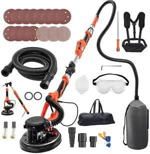 Drywall Sander, 1150W Electric Drywall Sander, Popcorn Ceiling Removal Tool with Vacuum Dust Collection, 5 Variable Speed 800-1700 RPM, LED Light, Foldable & Extendable Handle, 15 Sanding Discs Drywall Sander, 1150W Electric Drywall Sander, Popcorn Ceiling Removal Tool with Vacuum Dust Collection, 5 Variable Speed 800-1700 RPM, LED Light, Foldable & Extendable Handle, 15 Sanding Discs