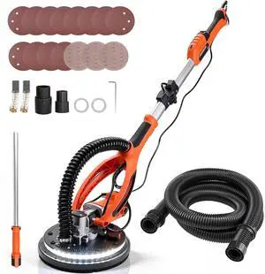 Drywall Sander, 850W Electric Drywall Sander, Popcorn Ceiling Removal Tool with 5 Variable Speed 800-1700 RPM, Double-Deck LED Light, Foldable & Extendable Handle, 15 Sanding Discs, Dust Hose Drywall Sander, 850W Electric Drywall Sander, Popcorn Ceiling Removal Tool with 5 Variable Speed 800-1700 RPM, Double-Deck LED Light, Foldable & Extendable Handle, 15 Sanding Discs, Dust Hose