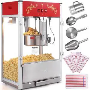 Popcorn Maker, 1615W Popcorn Popper Machine, 16 Oz Kettle Large Capacity Countertop Popcorn Maker with Tempered Glass, Includes 3 Stainless Steel Scoops, Movie Theater Style, Red Popcorn Maker, 1615W Popcorn Popper Machine, 16 Oz Kettle Large Capacity Countertop Popcorn Maker with Tempered Glass, Includes 3 Stainless Steel Scoops, Movie Theater Style, Red