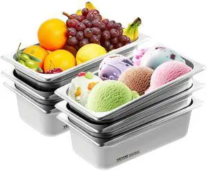 6-Pack Stainless Steel Hotel Pans - 1/3 Size 4-Inch Deep 0.8mm Thick Anti-Jam Commercial Food Pans for Steam Tables, Restaurants, Catering & Industrial Use 6-Pack Stainless Steel Hotel Pans - 1/3 Size 4-Inch Deep 0.8mm Thick Anti-Jam Commercial Food Pans for Steam Tables, Restaurants, Catering & Industrial Use