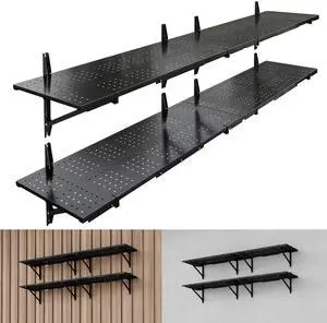 2-Pack 1x6ft Heavy Duty Garage Wall Shelving, Perforated Metal Garage Shelving Wall Mounted, 1400 lbs Capacity, Garage Organization System for Tools, Bins & Space Saving 2-Pack 1x6ft Heavy Duty Garage Wall Shelving, Perforated Metal Garage Shelving Wall Mounted, 1400 lbs Capacity, Garage Organization System for Tools, Bins & Space Saving