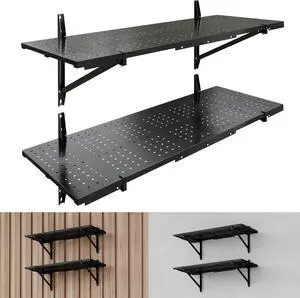 2-Pack 1x3ft Garage Wall Shelving, Heavy Duty Perforated Metal Garage Shelving Wall Mounted, 700 lbs Capacity Garage Organization System, Wall Storage for Tools, Bins, Parts & Equipment 2-Pack 1x3ft Garage Wall Shelving, Heavy Duty Perforated Metal Garage Shelving Wall Mounted, 700 lbs Capacity Garage Organization System, Wall Storage for Tools, Bins, Parts & Equipment