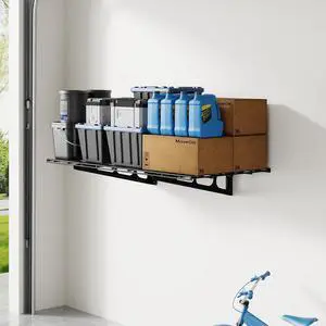 2x3ft Garage Shelving Wall-Mounted, 1-Pack Heavy-Duty Wall Shelving, Holds Up to 200 lbs, Garage Storage Rack for Organization & Storage Bins, Black, Classic Series 2x3ft Garage Shelving Wall-Mounted, 1-Pack Heavy-Duty Wall Shelving, Holds Up to 200 lbs, Garage Storage Rack for Organization & Storage Bins, Black, Classic Series