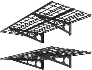 2 Pack 2x4ft Garage Shelving, Wall Shelf Garage Storage Rack, 24-inch-by-48-inch, Black, Classic Series 2 Pack 2x4ft Garage Shelving, Wall Shelf Garage Storage Rack, 24-inch-by-48-inch, Black, Classic Series