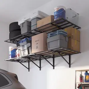 2x6ft Heavy Duty Garage Storage Shelving, 1600lbs Total Weight Capacity, 2 Pack Wall Organization System, 24 x75inch Rack Floating Shelves, Pro Series 2x6ft Heavy Duty Garage Storage Shelving, 1600lbs Total Weight Capacity, 2 Pack Wall Organization System, 24 x75inch Rack Floating Shelves, Pro Series