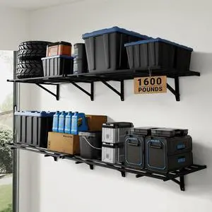 2x6ft Heavy Duty Garage Storage Wall Shelving, 1600lbs Load Capacity, 2 Pack Wall Mounted Storage Rack, 24x75 inch Rack Floating Shelves for Garage Organization, Snap Assembly, Pro Series 2x6ft Heavy Duty Garage Storage Wall Shelving, 1600lbs Load Capacity, 2 Pack Wall Mounted Storage Rack, 24x75 inch Rack Floating Shelves for Garage Organization, Snap Assembly, Pro Series