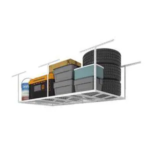 Pro 4x8 Overhead Garage Storage Rack,Adjustable Storage Organization System, Heavy Duty Metal Ceiling Storage Racks, 800lbs Weight Capacity, White, Pro Series Pro 4x8 Overhead Garage Storage Rack,Adjustable Storage Organization System, Heavy Duty Metal Ceiling Storage Racks, 800lbs Weight Capacity, White, Pro Series