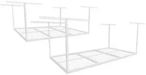2 Pack 4x6 Overhead Garage Storage Adjustable Ceiling Rack 72" Length x 48" Width x 40" Height, 450lbs Weight Capacity, White, Classic Series 2 Pack 4x6 Overhead Garage Storage Adjustable Ceiling Rack 72" Length x 48" Width x 40" Height, 450lbs Weight Capacity, White, Classic Series