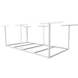 4x8 Overhead Garage Storage Rack without Decking, Garage Storage Organization System, Heavy Duty Metal Ceiling Storage Racks, 600lbs Weight Capacity, White, Lite Series 4x8 Overhead Garage Storage Rack without Decking, Garage Storage Organization System, Heavy Duty Metal Ceiling Storage Racks, 600lbs Weight Capacity, White, Lite Series