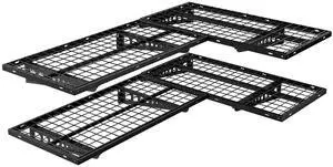 4 Pack 2x4ft Corner Wall Shelving Garage Storage Rack, 24x48 inch Floating Shelves, 1320lbs Total Weight Capacity, Black 4 Pack 2x4ft Corner Wall Shelving Garage Storage Rack, 24x48 inch Floating Shelves, 1320lbs Total Weight Capacity, Black