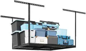 3x4FT Garage Storage Rack Overhead, Adjustable Ceiling Storage Racks, Metal Garage Organization System with 275LBS Weight Capacity(Black), Classic Series 3x4FT Garage Storage Rack Overhead, Adjustable Ceiling Storage Racks, Metal Garage Organization System with 275LBS Weight Capacity(Black), Classic Series