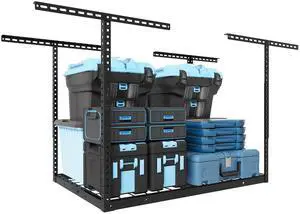 4x4FT Garage Storage Rack Overhead, Adjustable Ceiling Storage Racks, Metal Garage Organization System with 350LBS Weight Capacity(Black), Classic Series 4x4FT Garage Storage Rack Overhead, Adjustable Ceiling Storage Racks, Metal Garage Organization System with 350LBS Weight Capacity(Black), Classic Series