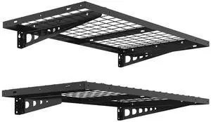 2 Pack 2x4ft Garage Storage 24x48 inch Heavy Duty Bike Wall Shelving Rack, 660lbs Total Weight Capacity, Black, Pro Series 2 Pack 2x4ft Garage Storage 24x48 inch Heavy Duty Bike Wall Shelving Rack, 660lbs Total Weight Capacity, Black, Pro Series