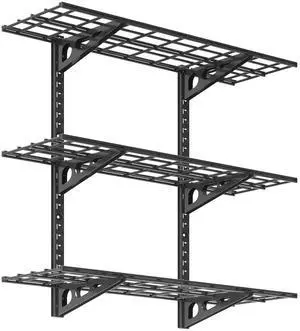 3-Tier 1x3ft Garage Storage Wall Shelving, 12x36inch per Shelf Height Adjustable Floating Shelves, Heavy Duty Wall Mounted Shelve, 600lbs Weight Capacity, Black, Classic Series 3-Tier 1x3ft Garage Storage Wall Shelving, 12x36inch per Shelf Height Adjustable Floating Shelves, Heavy Duty Wall Mounted Shelve, 600lbs Weight Capacity, Black, Classic Series