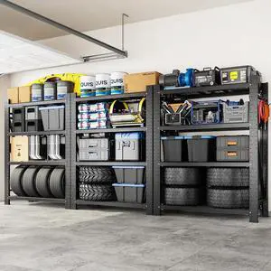10000LBS 3 Pack Garage Shelving, 4-Tier Heavy Duty Shelving Unit, 23.6" D x 49.6" W x 71" H, Industrial Shelving, Adjustable Storage Shelves for Garage, Basement, Warehouse, Workshop 10000LBS 3 Pack Garage Shelving, 4-Tier Heavy Duty Shelving Unit, 23.6" D x 49.6" W x 71" H, Industrial Shelving, Adjustable Storage Shelves for Garage, Basement, Warehouse, Workshop